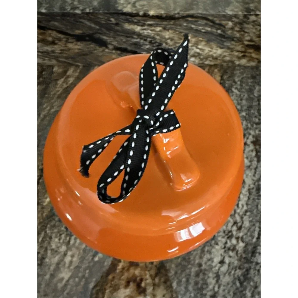 Rae Dunn HAPPY HALLOWEEN Large Chubby Orange Canister Cookie Candy Jar 8